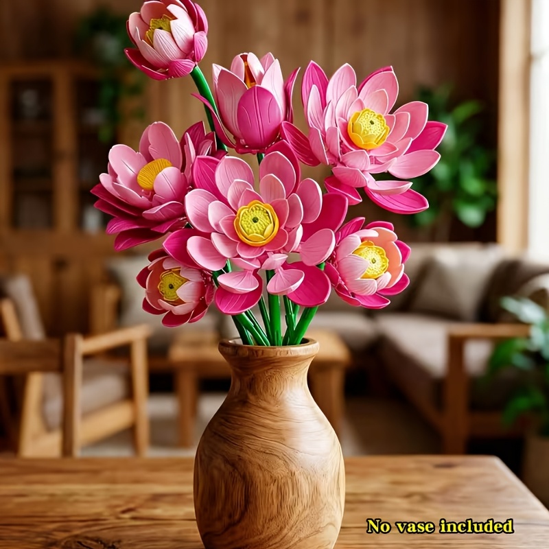 Never-Wilting Pink Lotus Flower Bouquet Building Blocks